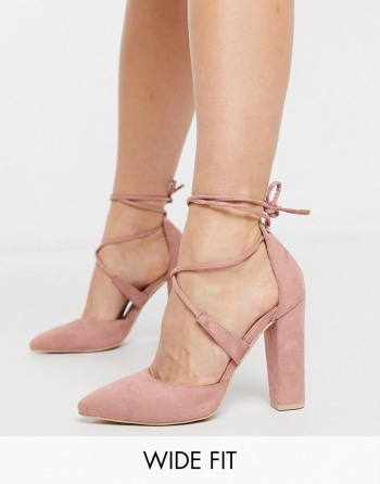 Glamorous Wide Fit Cross Strap Block Heeled Roze - Ženske Cipele | 43871KNYE